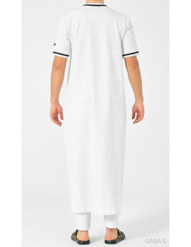 Qamis marine III wit/blauw - Qaba'il