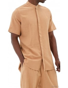 Chemise Lin Coton Camel...