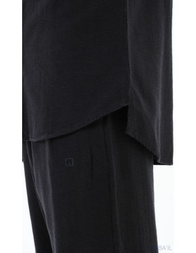Chemise Lin Coton Noir Qaba'il