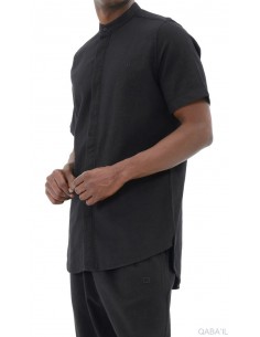 Chemise Lin Coton Noir Qaba'il