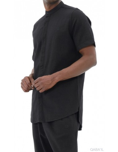 Chemise Lin Coton Noir Qaba'il
