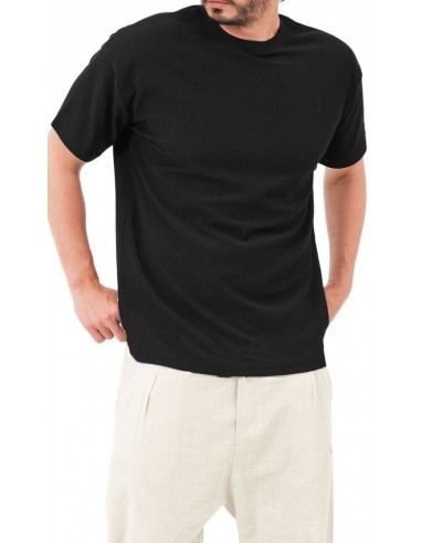 t-shirt waffle noir qaba'il