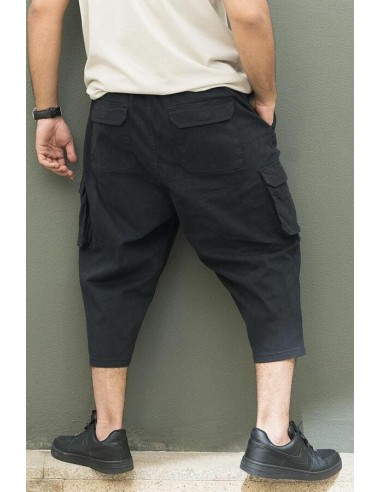 Sarouel Pantacourt Cargo Noir Homme...