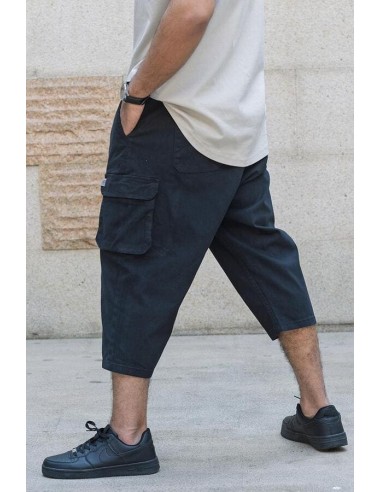 Sarouel Pantacourt Cargo Noir Homme...