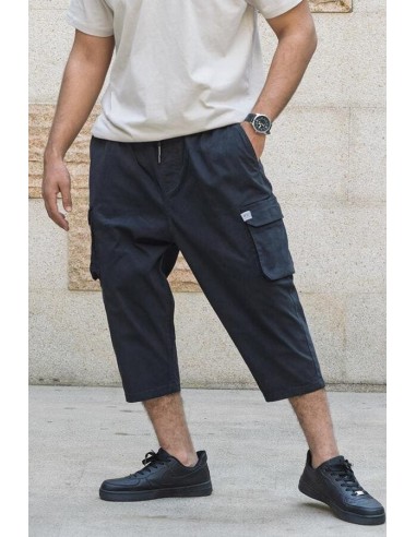 Sarouel Pantacourt Cargo Noir Homme...