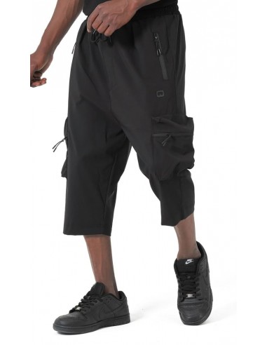 Sarouel pantacourt cargo Trail noir homme Qaba'il avec poches zippées et coupe technique