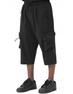 Sarouel pantacourt cargo Trail noir homme Qaba'il avec poches zippées et coupe technique 2