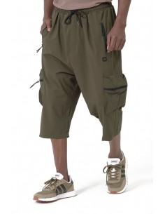 Sarouel pantacourt cargo Trail kaki homme Qaba'il avec poches cargo zippées et coupe ample