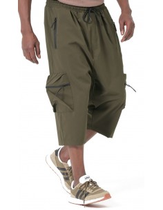 Sarouel pantacourt cargo Trail kaki homme Qaba'il avec poches cargo zippées et coupe ample 2