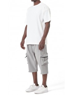 Sarouel pantacourt cargo Trail gris homme Qaba'il avec poches cargo zippées et coupe ample 2