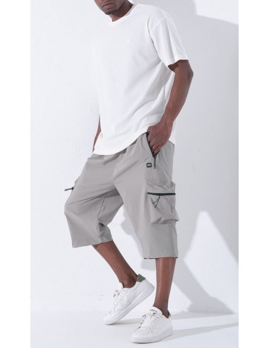 Sarouel pantacourt cargo Trail gris homme Qaba'il avec poches cargo zippées et coupe ample
