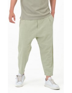 Sarouel Classik Lin vert sauge homme Qaba'il en lin et coton avec coupe moderne