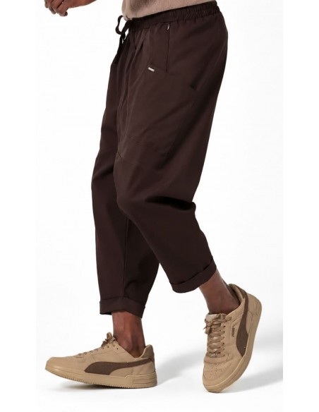 Sarouel Design marron homme Qaba'il avec coupe ample et style moderne