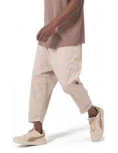Sarouel Design beige pour homme, coupe ample mastour et tissu polyviscose infroissable. 2