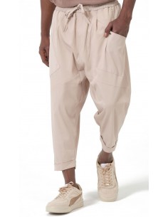 Sarouel Design beige pour homme, coupe ample mastour et tissu polyviscose infroissable.