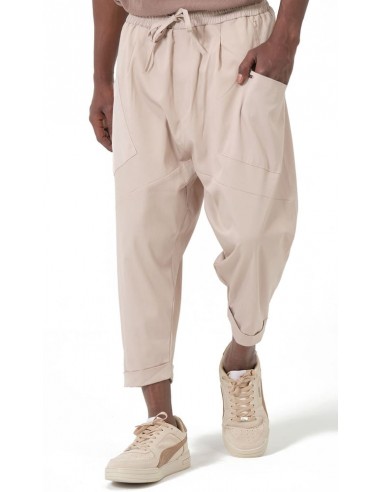 Sarouel Design beige pour homme, coupe ample mastour et tissu polyviscose infroissable.