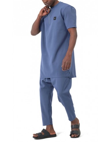 Ensemble Qamis Court Silent Bleu Homme