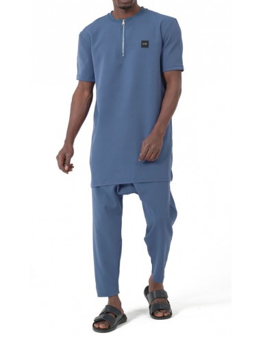 Ensemble Qamis Court Silent Bleu Homme