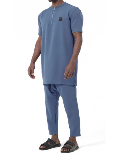 Ensemble Qamis Court Silent Bleu Homme