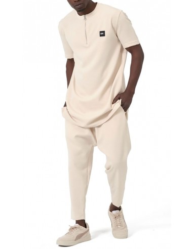 Ensemble Qamis Court Silent Beige Homme