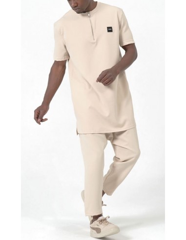 Ensemble Qamis Court Silent Beige Homme