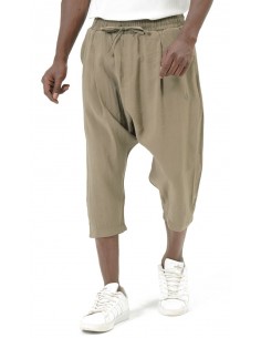 Sarouel pantacourt Classik Tencel kaki homme Qaba'il avec coupe ample