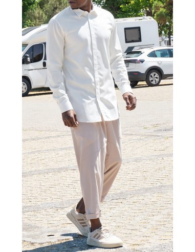 Chemise Design Écru Homme Qaba'il