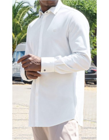 Chemise Design Écru Homme Qaba'il