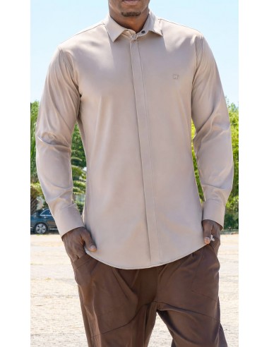 Chemise Design Beige Clair Homme Qaba'il